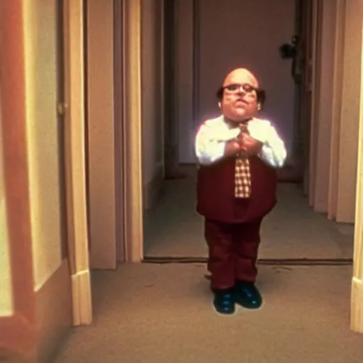 Image similar to A still of Danny Devito as the twins in The Shining (1980)