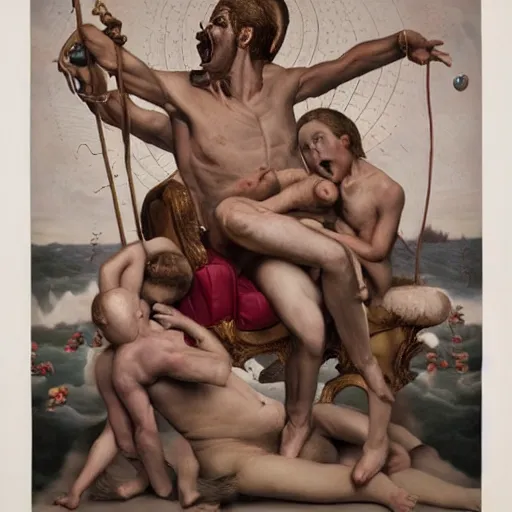 Prompt: the blasphemous caricature of the male body, hyperealistic detailed photography, divinity, awful, religious art