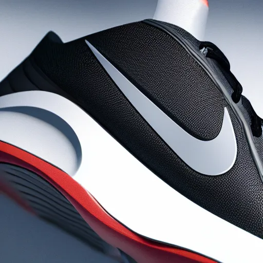 Image similar to new nike shoe looks like a sports car. octane render. rim light.