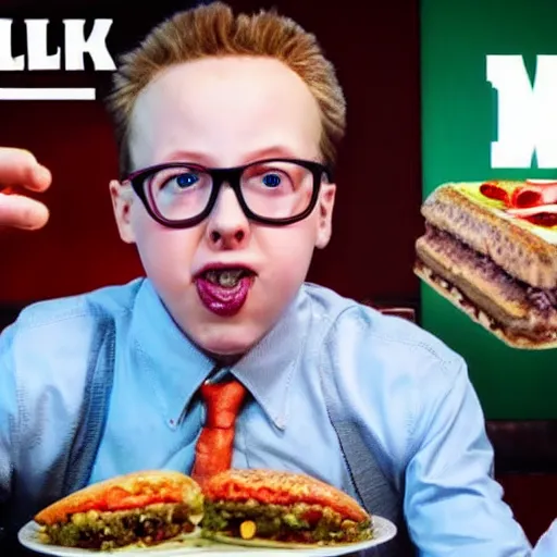 Image similar to YouTube thumbnail of new MrTLexify mukbang video, MrTLexify makes a surprised face