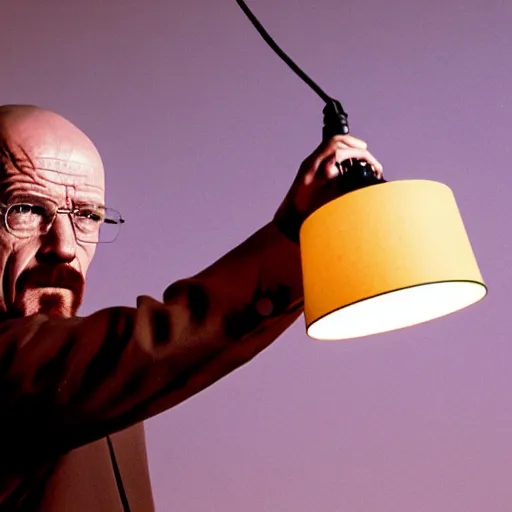 Image similar to walter white angrily strangling a lamp