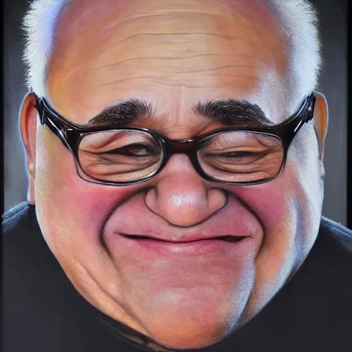 Prompt: hyperrealistic mixed media high resolution painting of Danny DeVito (slam dunk Chicago bulls), stunning 3d render inspired art by István Sándorfi and Greg Rutkowski and Unreal Engine, perfect facial symmetry, dim volumetric lighting, 8k octane beautifully detailed render, full body shot, post-processing, extremely hyper-detailed, intricate, epic composition, highly detailed attributes, highly detailed atmosphere, cinematic lighting, masterpiece, trending on artstation, very very detailed, masterpiece, stunning, flawless completion, lifelike texture, perfection,