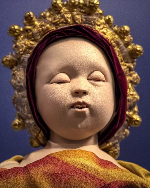 Prompt: highly detailed image of baby jesus from bogota, intrincate, dim volumetric lighting, 8 k, octane