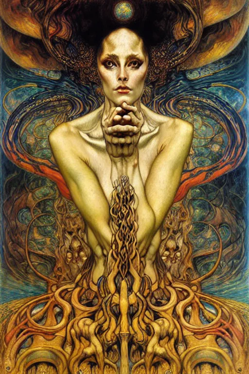 Image similar to Divine Chaos Engine by Karol Bak, Jean Delville, William Blake, Gustav Klimt, and Vincent Van Gogh, symbolist, visionary