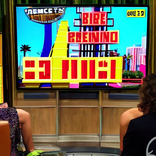 Image similar to apes are on the show the price is right, plinko, the price is right, scanlines old tv, photorealistic