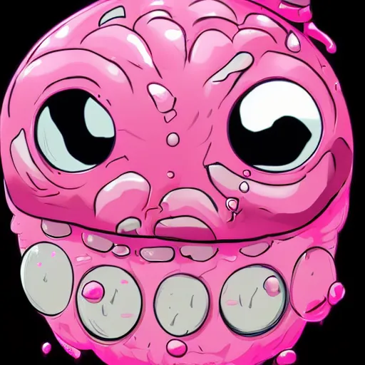 Image similar to pink angry bubble, high detailed, cute, trending on artstation