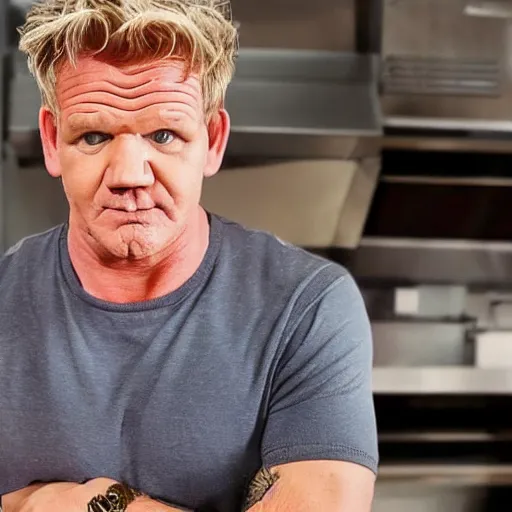 Image similar to gordon ramsay turned into a cooked leg of ham on a plate