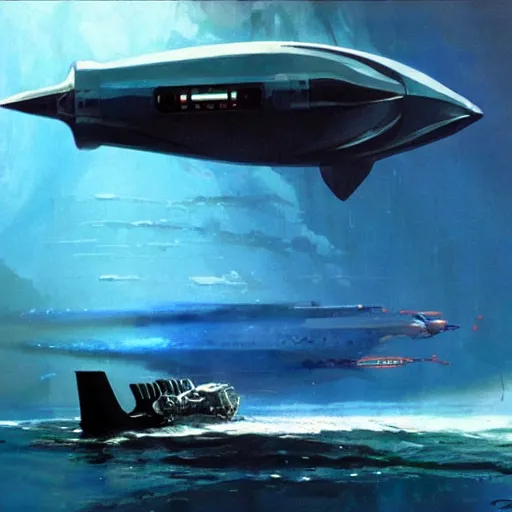 Image similar to robotic cyborg high fantasy robert mccall - orca submarine concept art by john berkey, futuristic, digital art trending on artstation