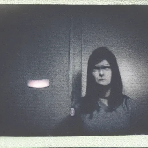 Image similar to Alien-grey caught on camera basement polaroid photo 90s out of focus grimy