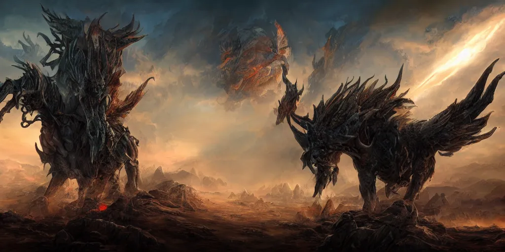 Image similar to mmo mount, digital art, fantasy apocalypse, 4 k,