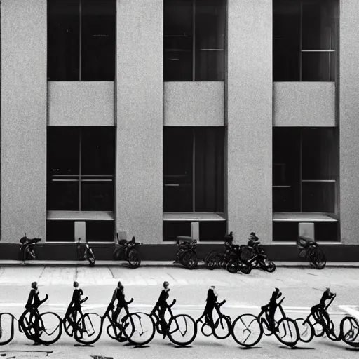 Image similar to a perfect street designed by mies van der rohe. bikes. cinematic, 8 k, inspirational.