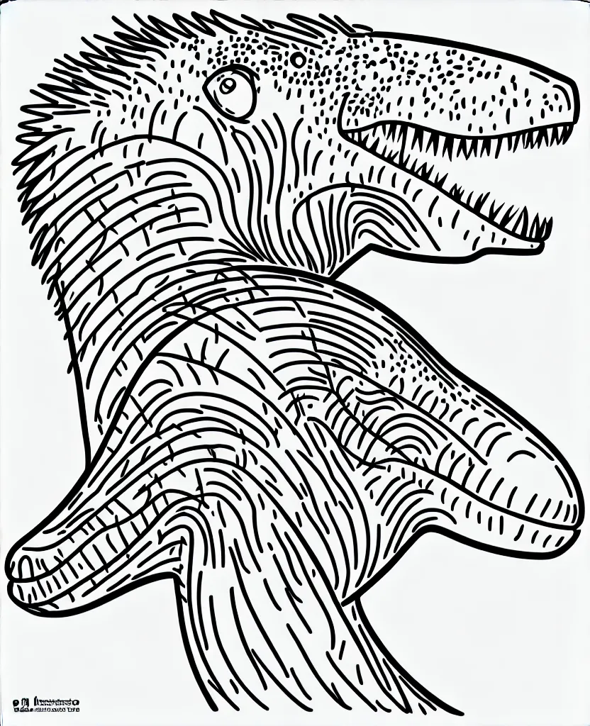 Image similar to trex dinosaur, symmetrical, accurate, simple clean lines, black and white, no shading, coloring book, graphic art, line art, vector art, by martina matteucci, pavel shvedov, peter lundqvist, diane ramic, artstation