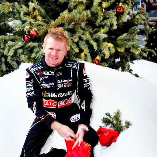 Image similar to Petter Solberg after he crashed into the christmas tree