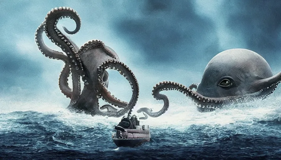 Prompt: Movie about an octopus attacking a nuclear submarine