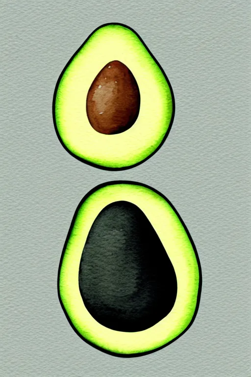 Image similar to minimalist watercolor art of an avocado, illustration, vector art