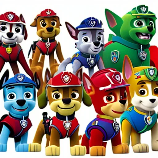 Image similar to paw patrol characters as marvel characters