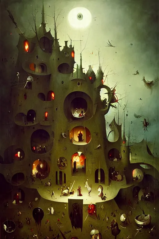 Image similar to hieronymus bosch, greg rutkowski, anna podedworna, painting of bring home the pain