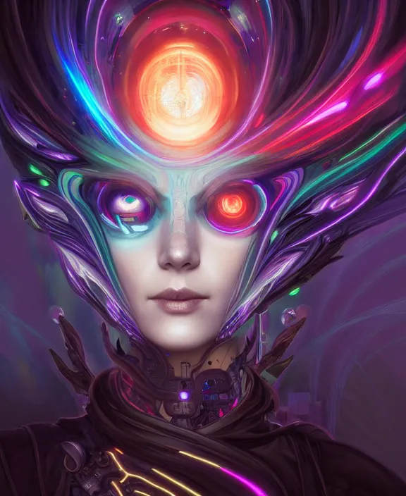 Image similar to a whirlwind of souls rushing inside the metaverse, half body, glowin eyes, android, cyborg, cyberpunk face, by loish, d & d, fantasy, intricate, elegant, highly detailed, colorful, vivid color, digital painting, artstation, concept art, art by artgerm and greg rutkowski and alphonse mucha and ruan jia