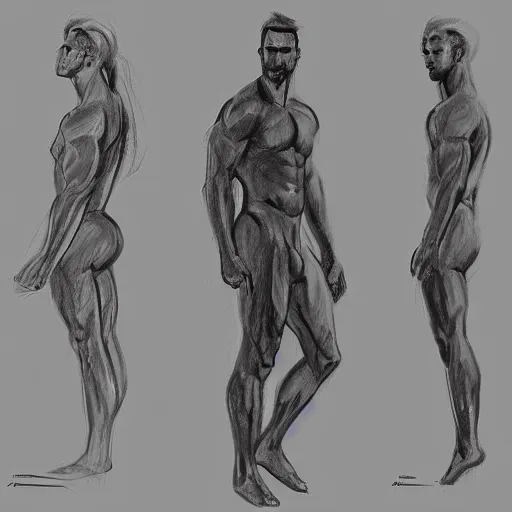 Image similar to fullbody pose study of Gigachad, pose study sketch