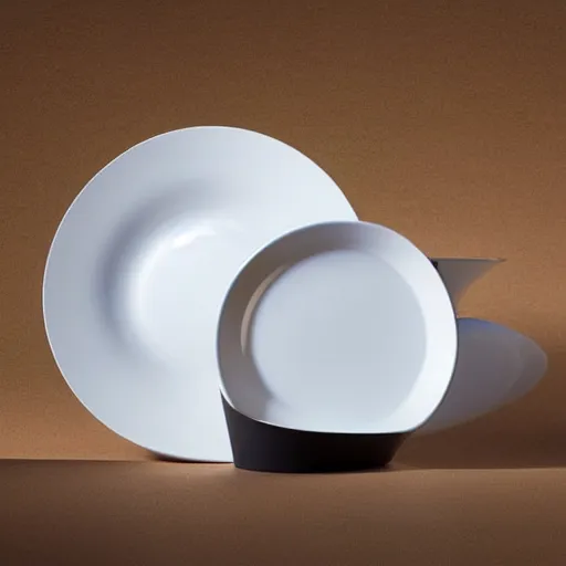 Image similar to “a cup and plate by Zaha Hadid”