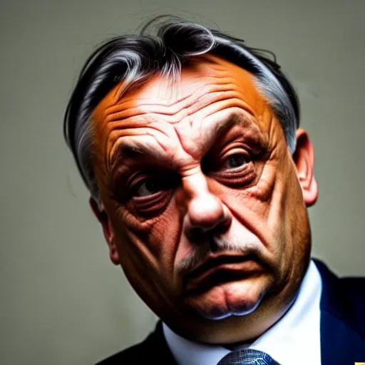 Image similar to Viktor Orban looking sad