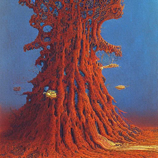 Image similar to 1 9 7 0's hovering psychedlic country height retriever liquor cedar tree copper, by benoit b. mandelbrot and beksinski and albrecht durer, smooth, detailed painting, abstract