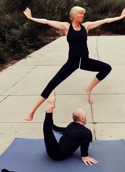 Image similar to donald trump instagram yoga photo shoot