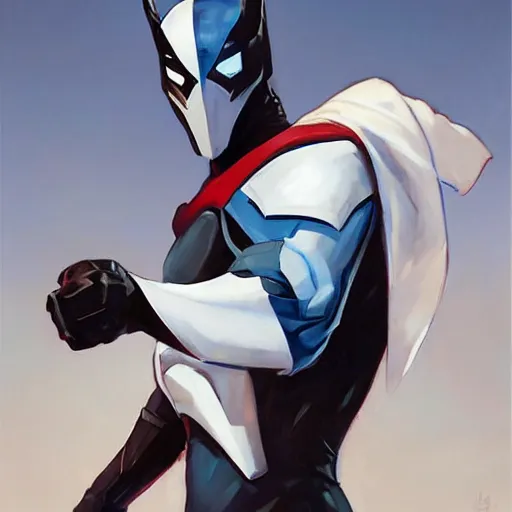 Image similar to greg manchess portrait painting of armored moon knight mixed with ultraman and nightwing as overwatch character, medium shot, asymmetrical, profile picture, organic painting, sunny day, matte painting, bold shapes, hard edges, street art, trending on artstation, by huang guangjian and gil elvgren and sachin teng