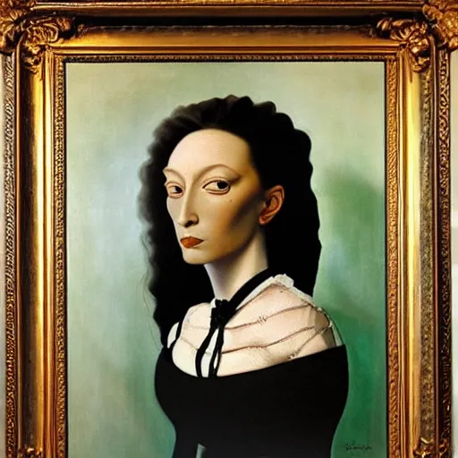 Image similar to portrait of a beautiful woman, oil painting by Dali