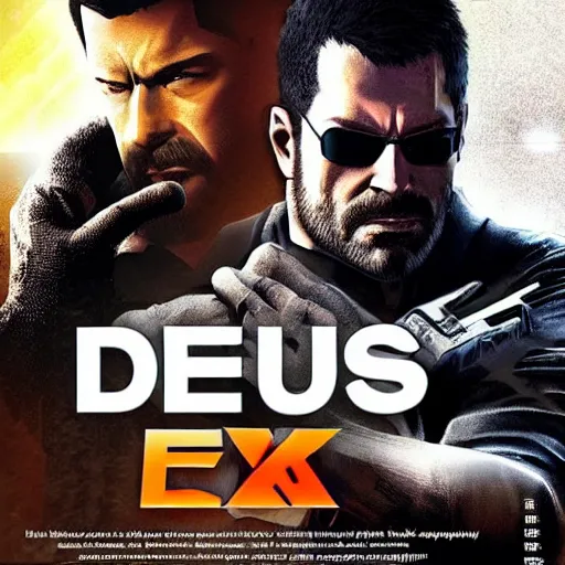 Image similar to Deus Ex as an action movie poster
