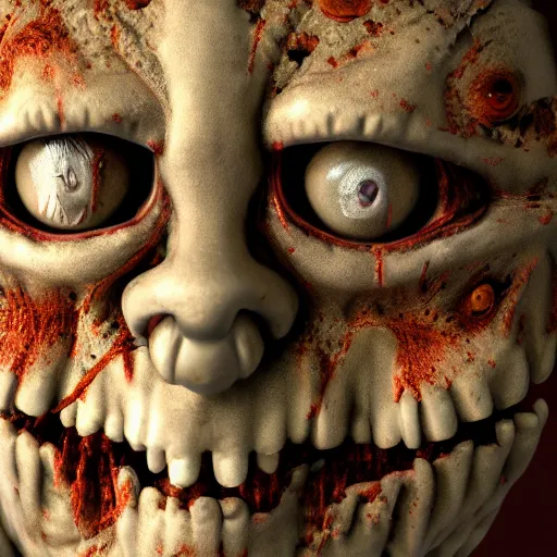 Prompt: scp creepy animatronic, hyper realism, grimdark, terrifying, horror, closeup, highly detailed, 8 k,