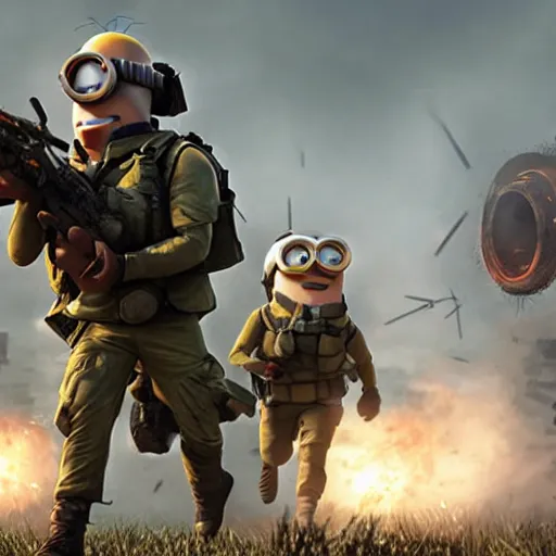 Prompt: battlefield cover art replaced with minions