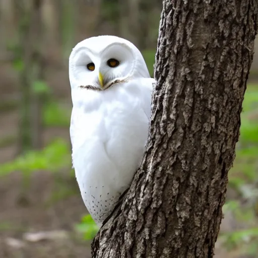 Image similar to a white owl in the woods