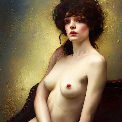 Prompt: highly detailed oil painting | very intricate | cinematic lighting | award - winning | portrait of saturnusdaughter dressed in high fashion | by roberto ferri, by tom bagshaw, by j. c. leyendecker and klimt, american romanticism, by austin osman spare, artstation, cgsociety, official art, octane