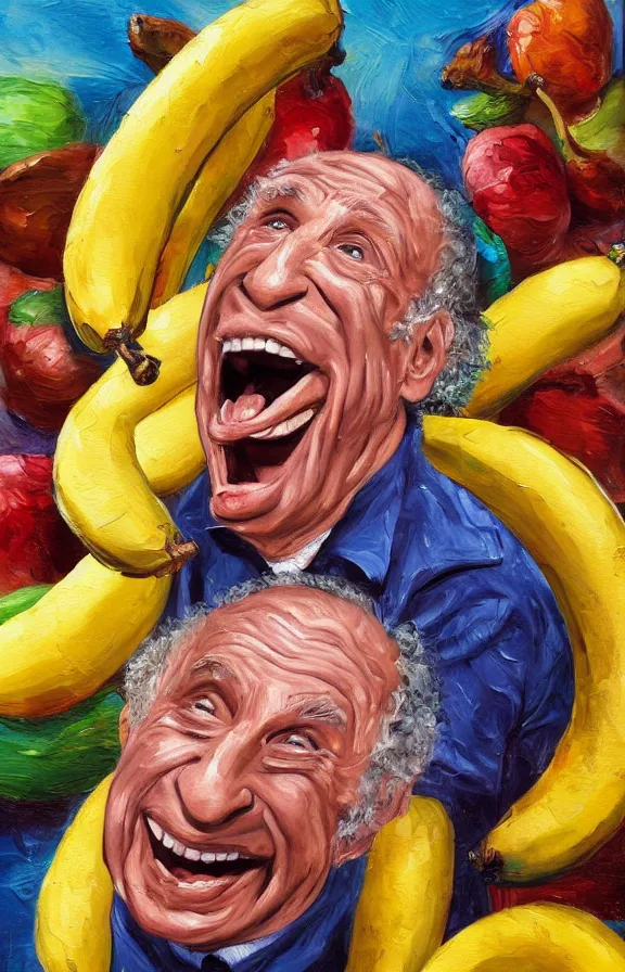 Prompt: mel brooks going coco bananas, expressive oil painting, incredible detail, colorful art