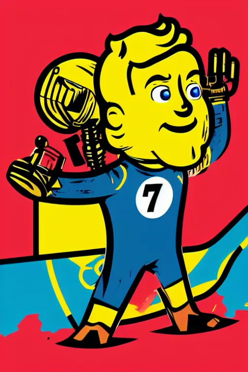 Image similar to fallout 7 6 retro futurist illustration art by butcher billy, sticker, colorful, illustration, highly detailed, simple, smooth and clean vector curves, no jagged lines, vector art, smooth andy warhol style