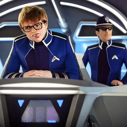 Prompt: austin powers as captain of the orville on the the bridge of the orville