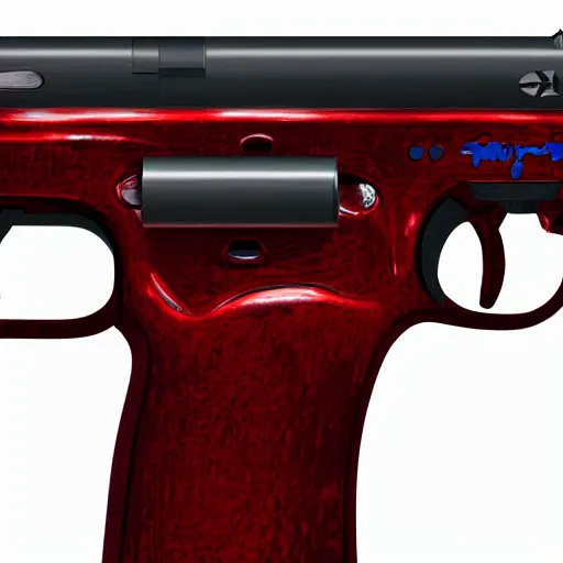 Prompt: The gun shoots plasma, red color, side view, nuclear batteries lie nearby, 99% charge, sci-fi, secret development