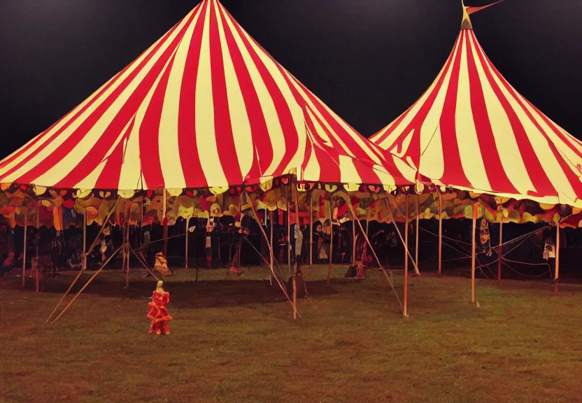 Prompt: a circus tent in an evil carnival in the style of tim burton