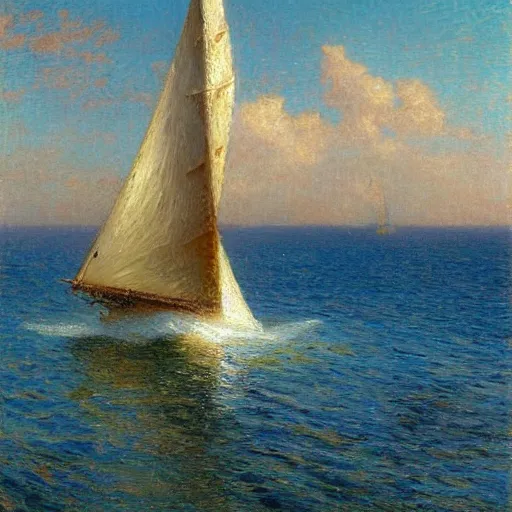 Prompt: detailed wide shot of classic sailboat on the mediterranean sea, spring light, painting by gaston bussiere, craig mullins, j. c. leyendecker