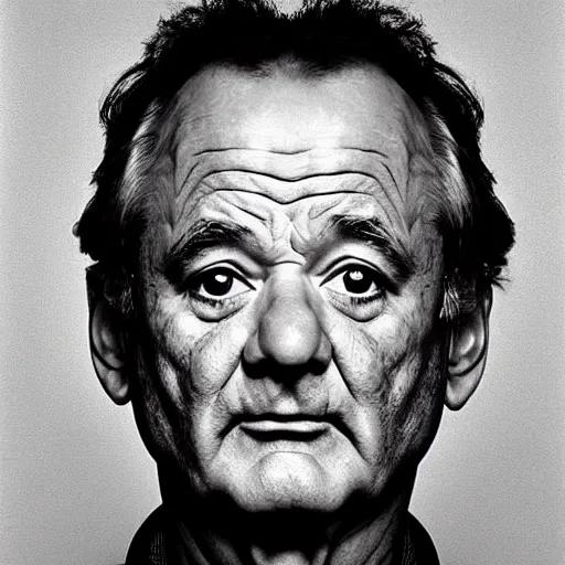 Prompt: bill murray portrait photograph by chuck close