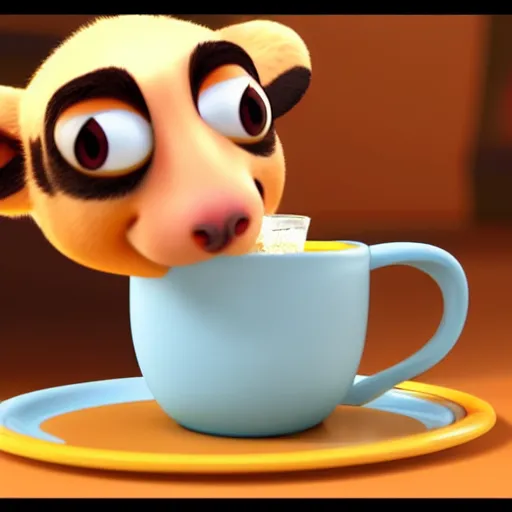 Prompt: a cute coala drinking cofee. pixar disney 4 k 3 d render funny animation movie oscar winning trending on artstation and behance. ratatouille style.