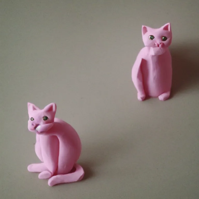 Image similar to pink cat made of plasticine