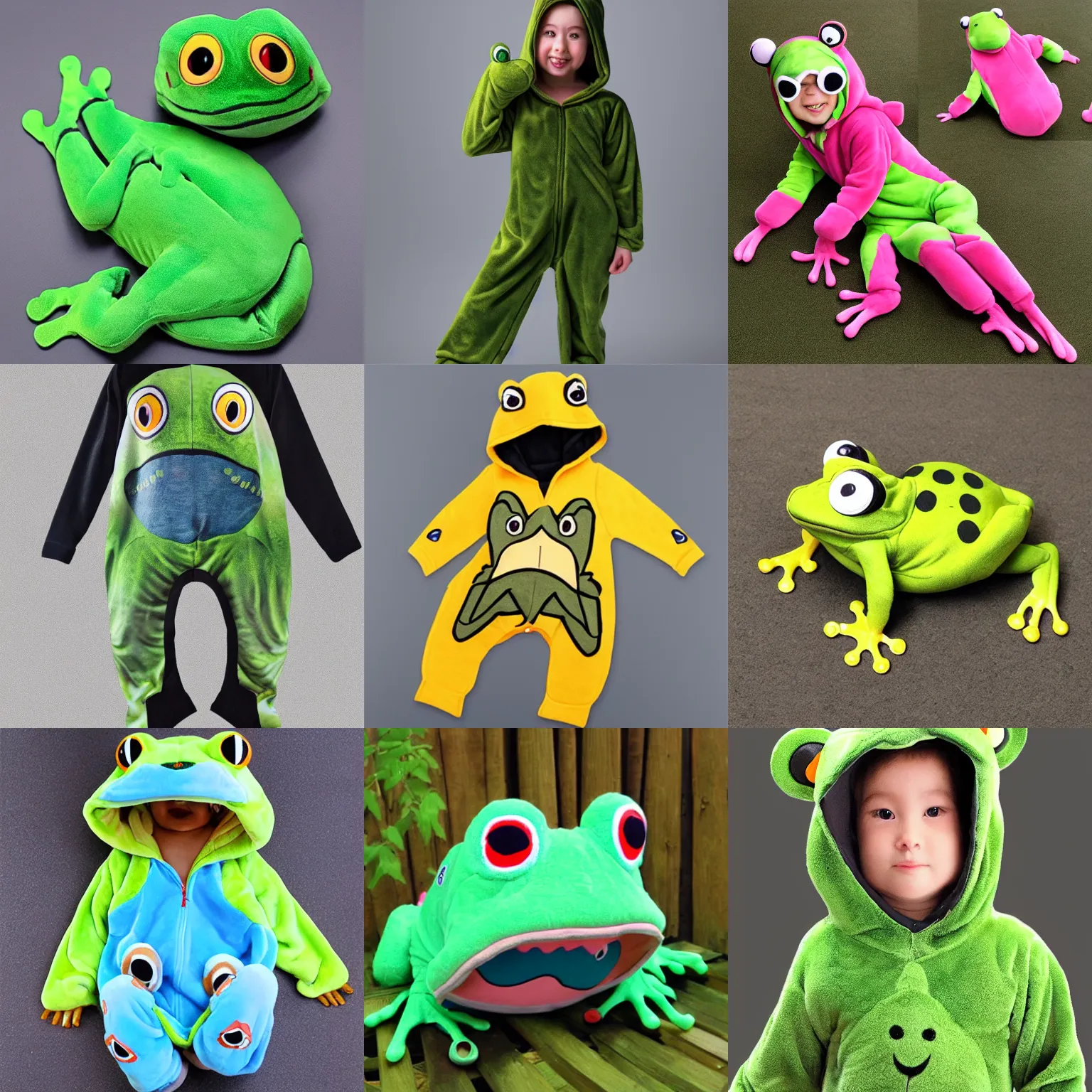 Prompt: frog kigurumi, 8k, realistic