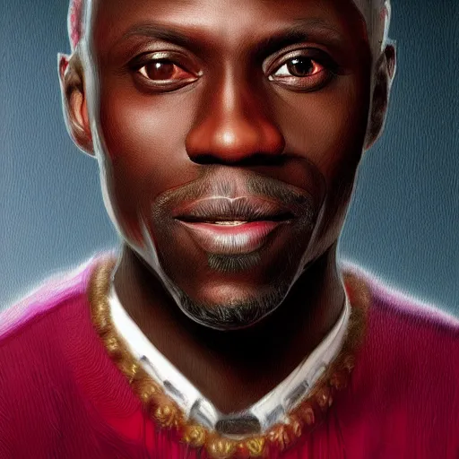 Prompt: michael kenneth williams, omar, elegant, intricate, headshot, highly detailed, digital painting, artstation, concept art, sharp focus, illustration, portrait