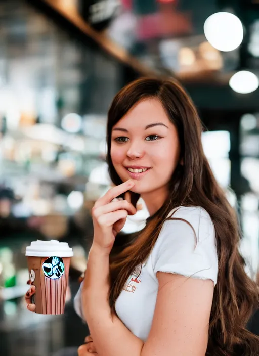 Image similar to a full portrait photo of real - life starbucks siren, f / 2 2, 3 5 mm, 2 7 0 0 k, lighting, perfect faces, award winning photography.