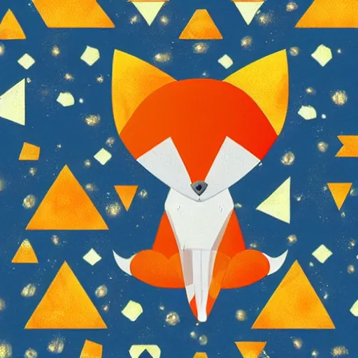 Prompt: a cute geometric fox on a cosmic background