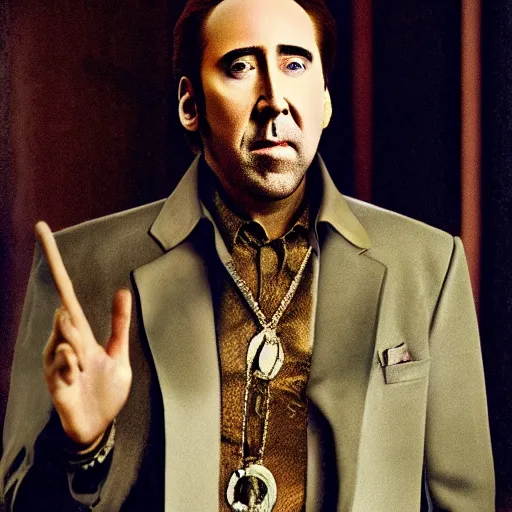 Prompt: Nicolas Cage public coronation as the new Cannabis Pope Smithsonian institution archival award winning photograph colorized by David Lynch