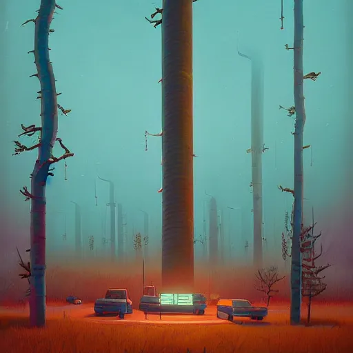 Prompt: the upside down world by simon stalenhag