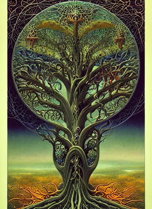 Image similar to tree of life by roger dean and andrew ferez, art forms of nature by ernst haeckel, divine chaos engine, symbolist, visionary, art nouveau, botanical fractal structures, organic, detailed, realistic, surreality